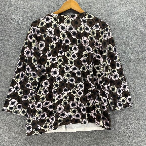 Sag Harbor Cardigan Women M Medium Black Floral Knit Button Long Sleeve Cotton - Picture 2 of 9